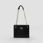Bella Black Croc Chain Bag